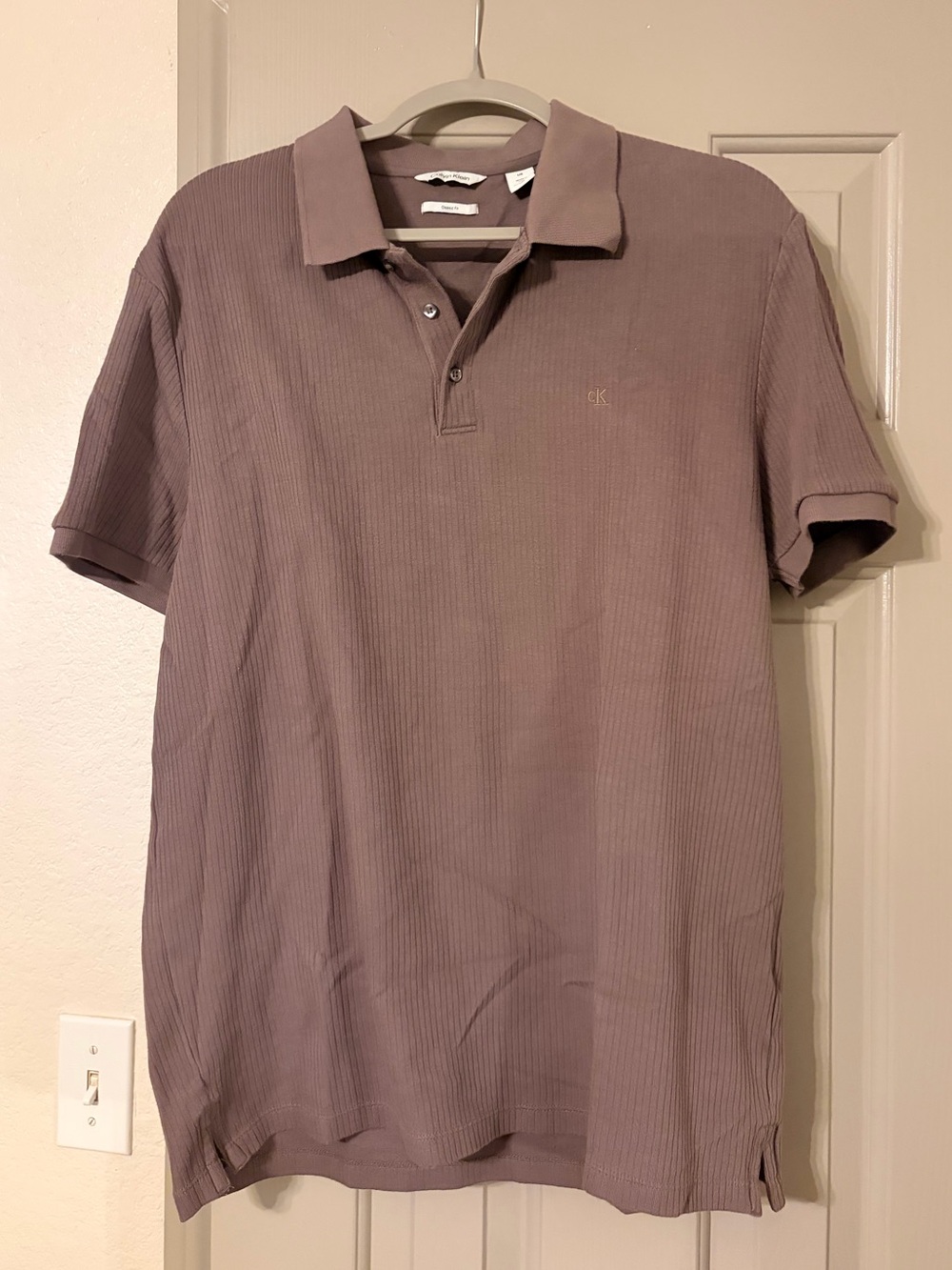 Calvin Klein Men's Ribbed Polo Shirt - Mauve Taupe